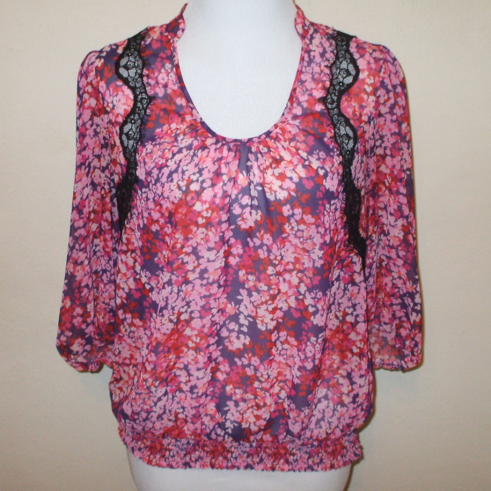 Express Sheer Pink Floral Top